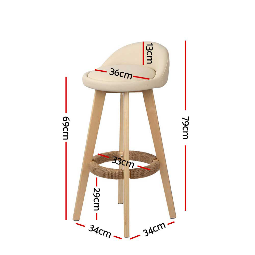 Linden Padded Bar Stools – Beige – Set of 2