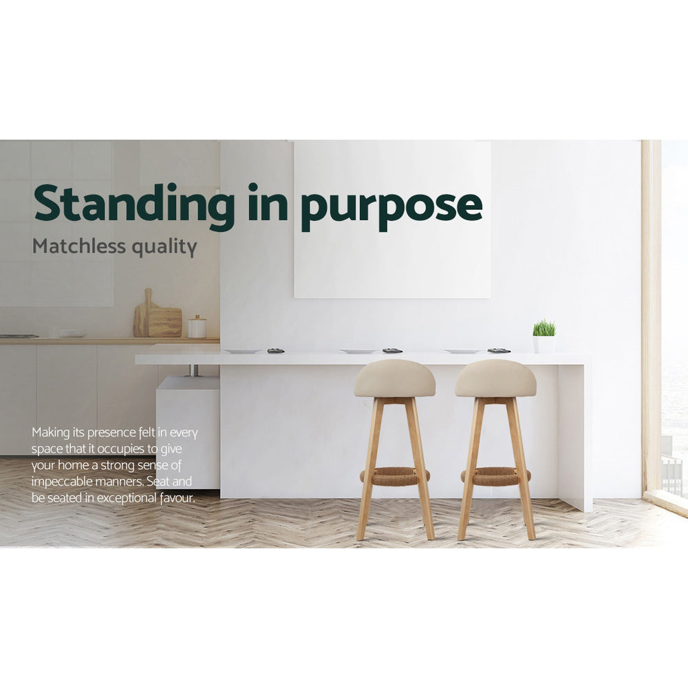 Linden Padded Bar Stools – Beige – Set of 2