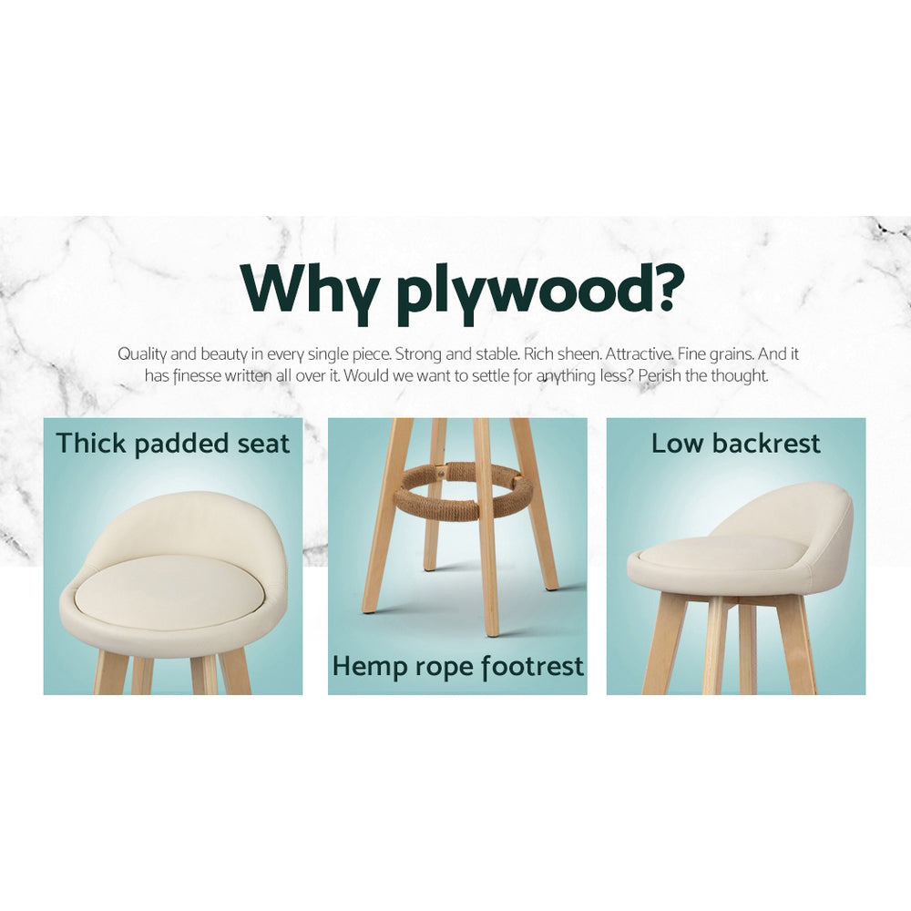 Linden Padded Bar Stools – Beige – Set of 2