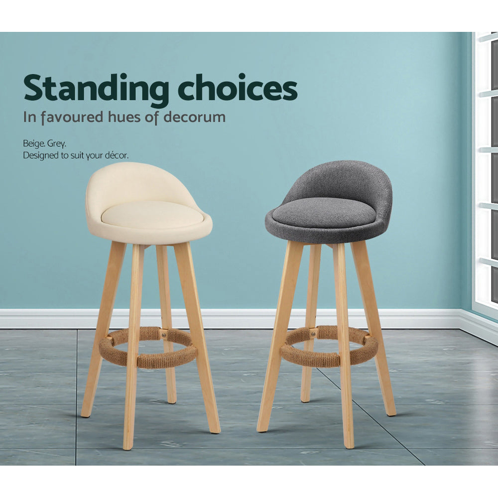 Linden Padded Bar Stools – Beige – Set of 2