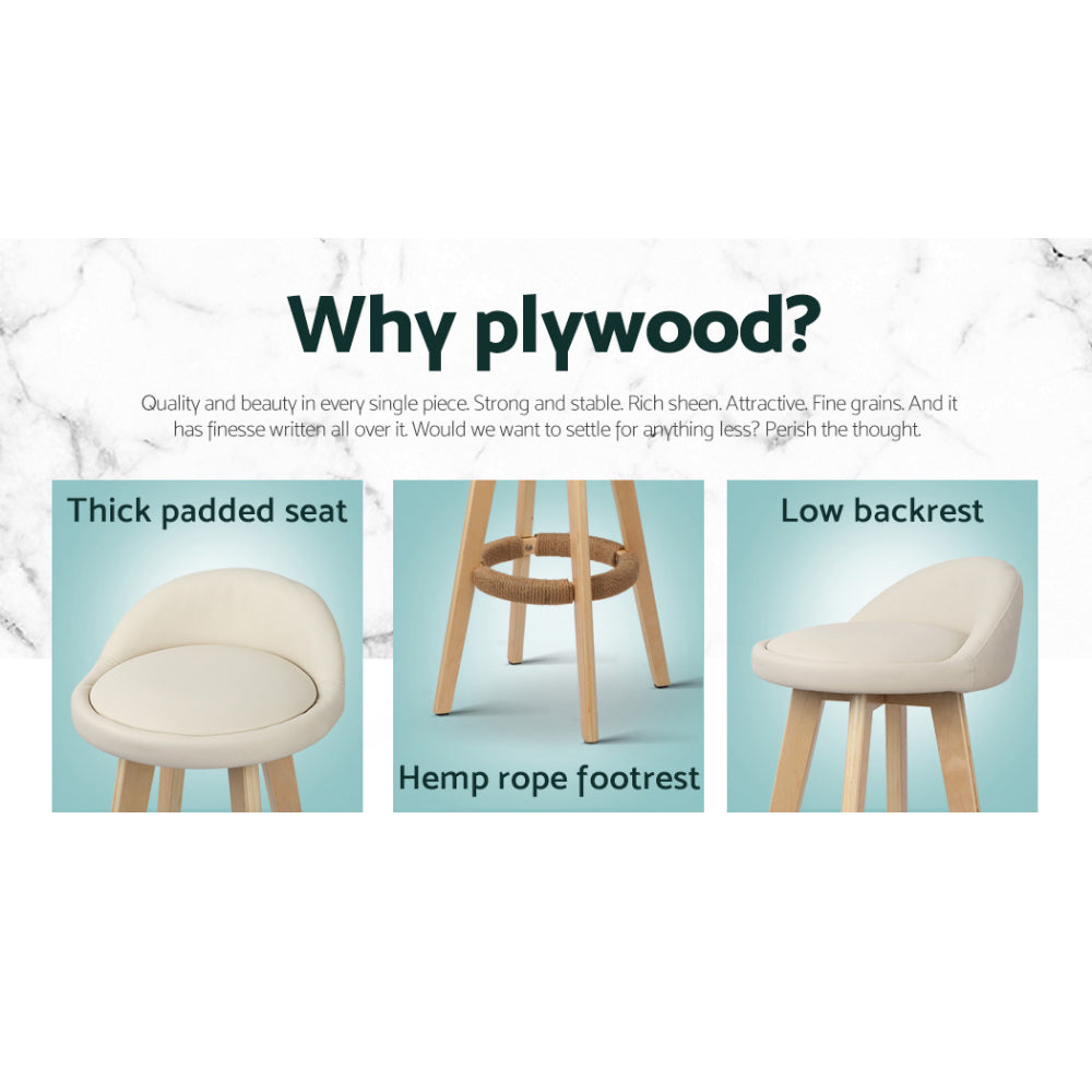 Dalvey Padded Bar Stools – Beige – Set of 4