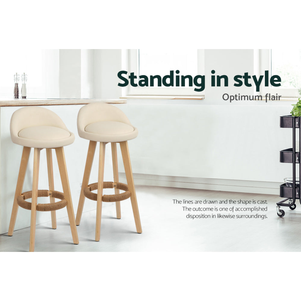 Dalvey Padded Bar Stools – Beige – Set of 4