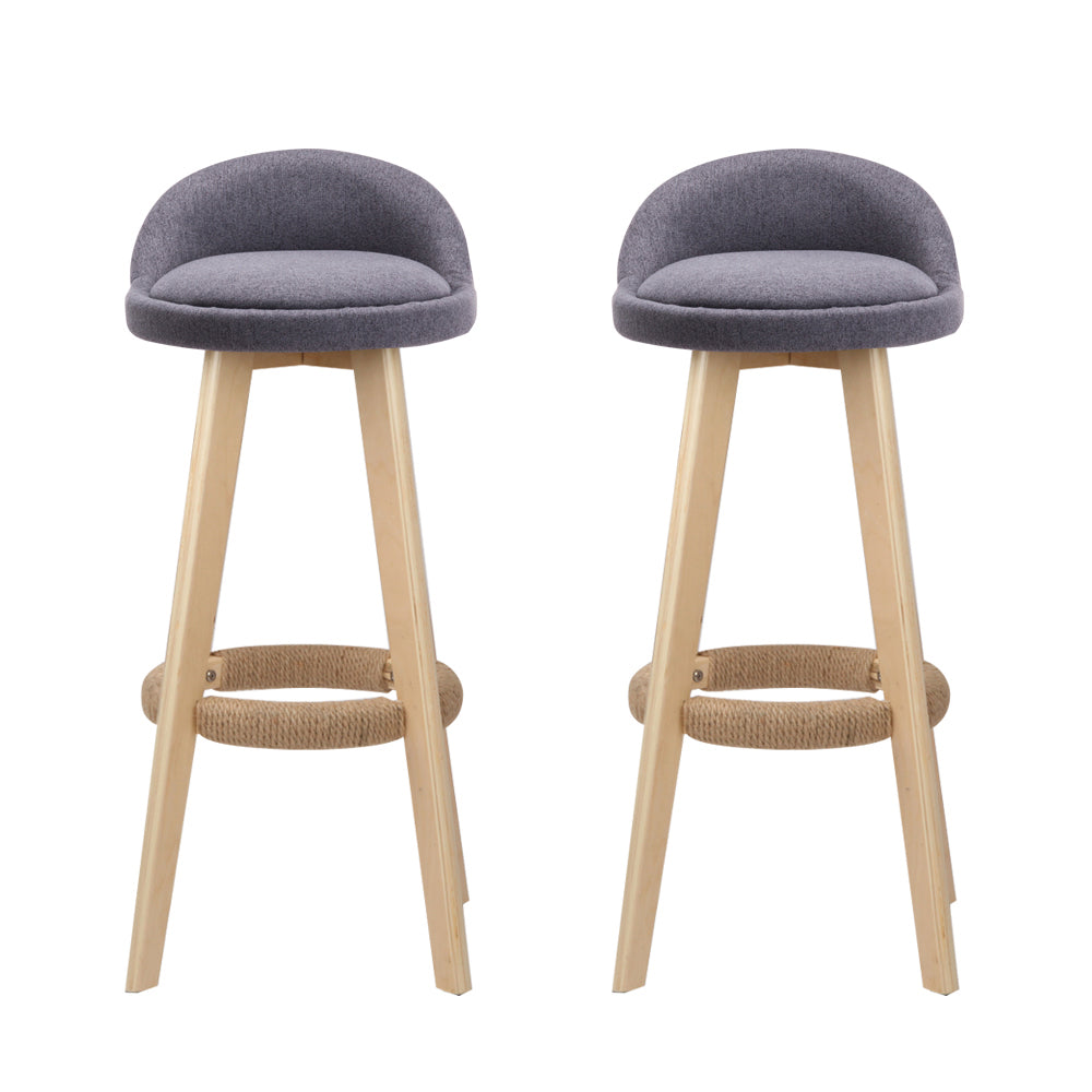 Meridian Fabric Backrest Bar Stools – Grey – Set of 2