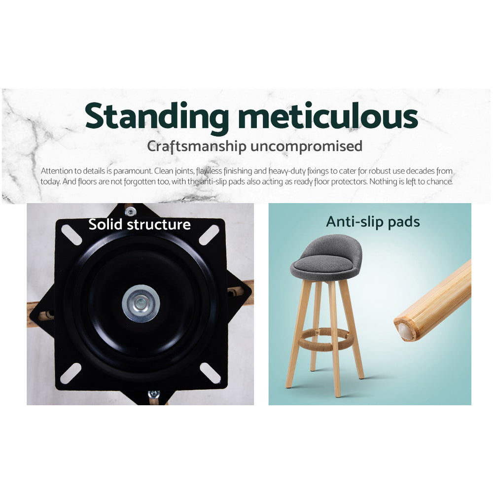 Meridian Fabric Backrest Bar Stools – Grey – Set of 2