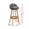 4 x Linen Padded Bar Stools – Wooden Frame, Grey