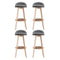 4 x Linen Padded Bar Stools – Wooden Frame, Grey