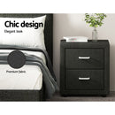 Fabric Bedside Table w/2 Drawers - Charcoal