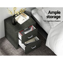 Fabric Bedside Table w/2 Drawers - Charcoal