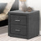 Fabric Bedside Table - 2 Drawers - Grey