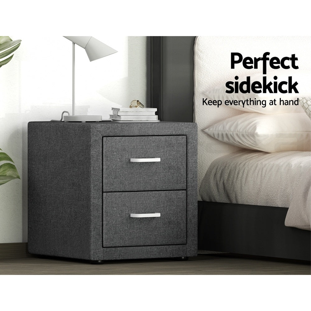 Caden Bedside Tables – Grey – Set of 2