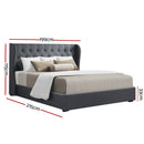 KING Size - Linen Gas Lift Bed Frame - Charcoal