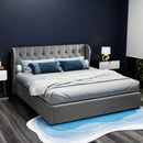 KING Size - Linen Gas Lift Tufted Bed Frame - Grey