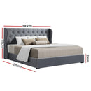 KING Size - Linen Gas Lift Tufted Bed Frame - Grey