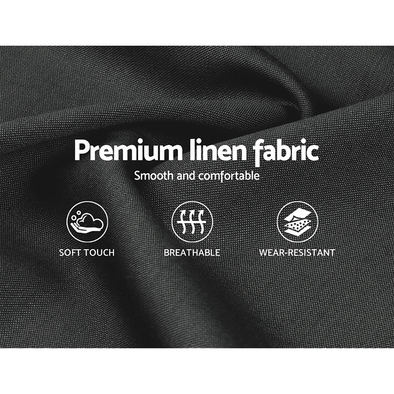 Issa Linen Gas Lift Bed Frame – Charcoal – Queen