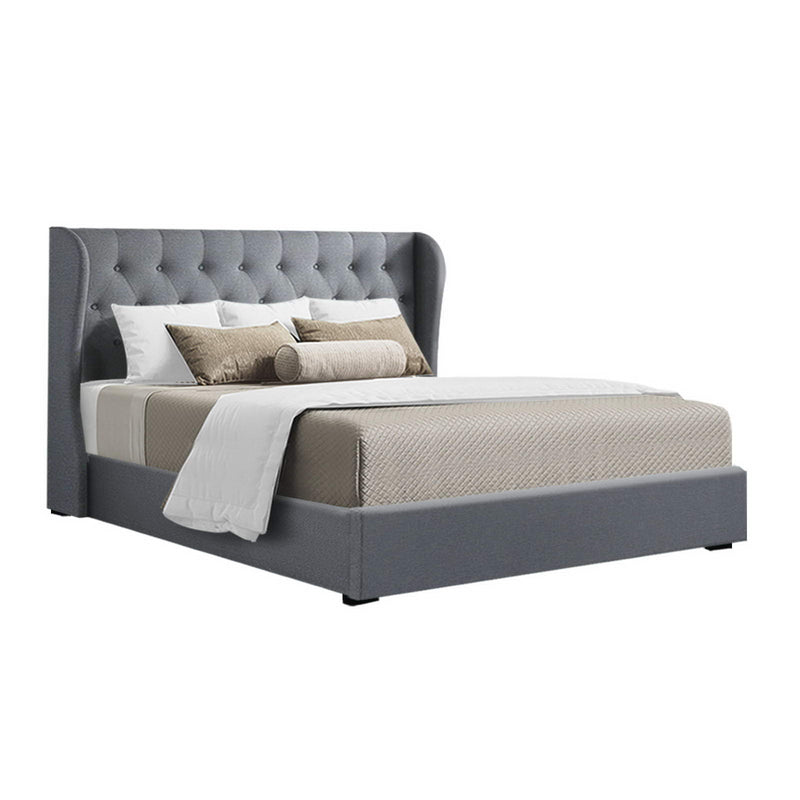 Artiss Bed Frame Queen Size Gas Lift Grey ISSA