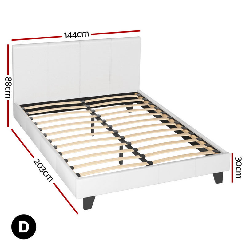 DOUBLE Size - Classic Bed Frame - White