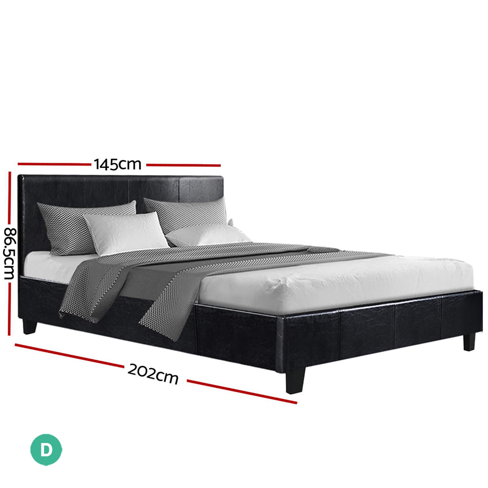Alderon Leather Bed Frame – Black – Double