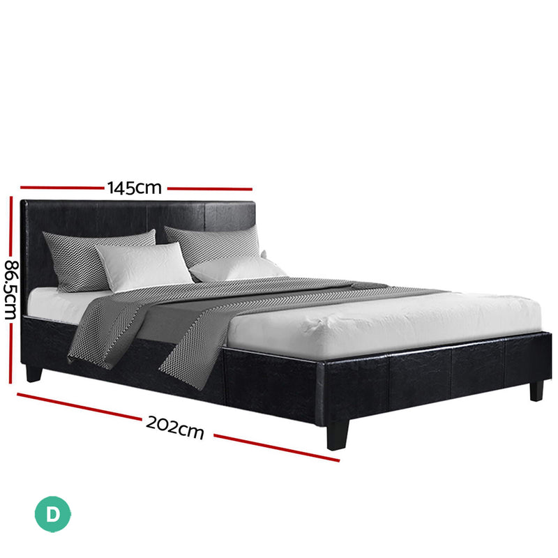 DOUBLE Size - Leather Bed Frame - Black