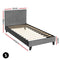 SINGLE Size - Classic Bed Frame - Grey