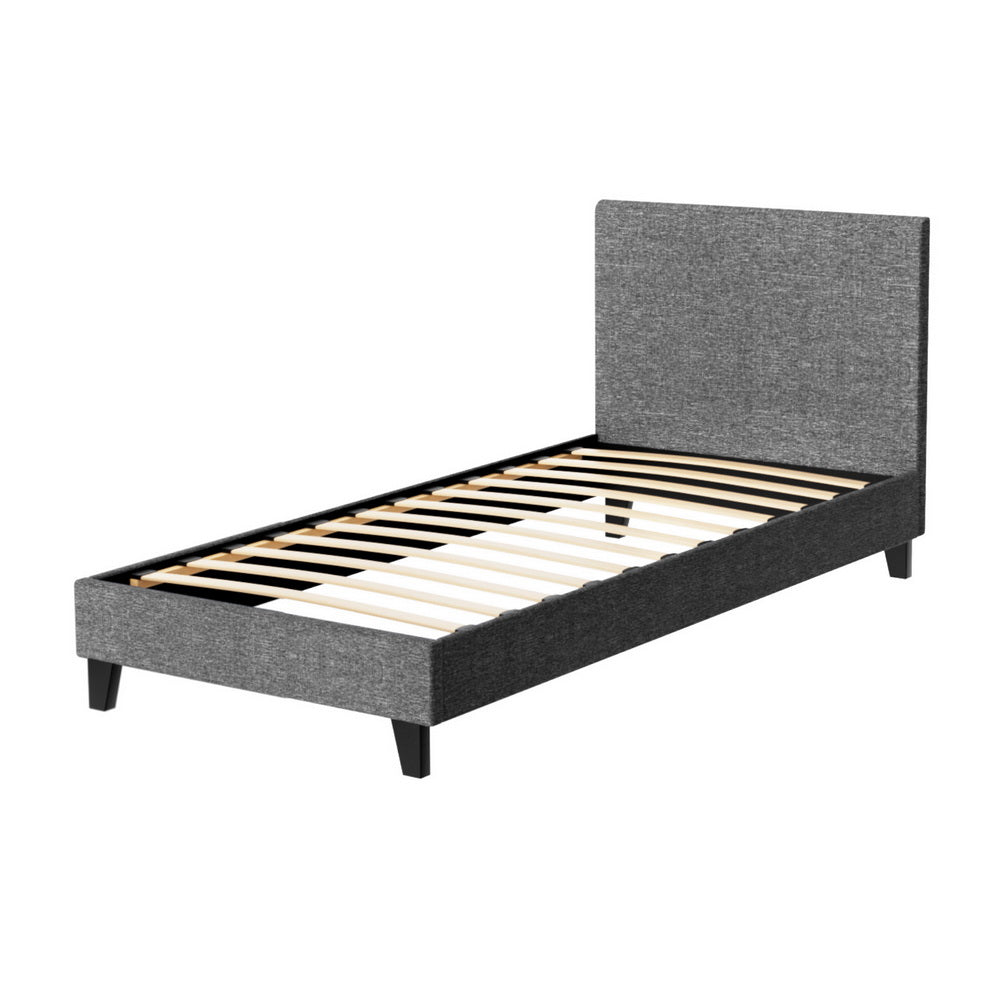 Corvina Linen Upholstered Bed Frame – Grey – Single
