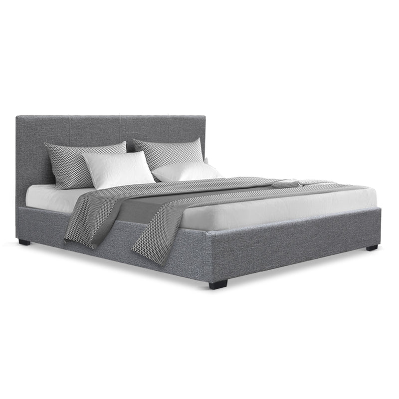 DOUBLE Size - Linen Gas Lift Bed Frame - Grey