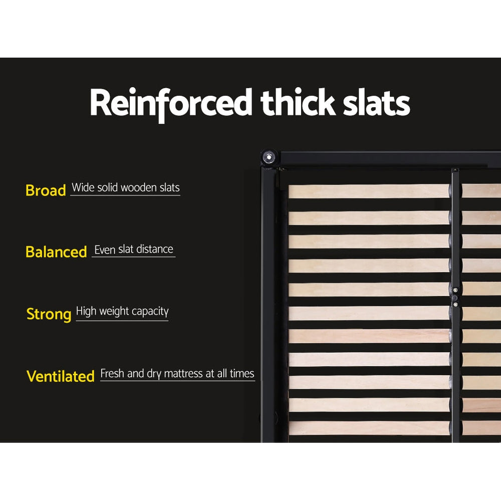 Hudson Gas Lift Linen Bed Frame – Grey – Queen