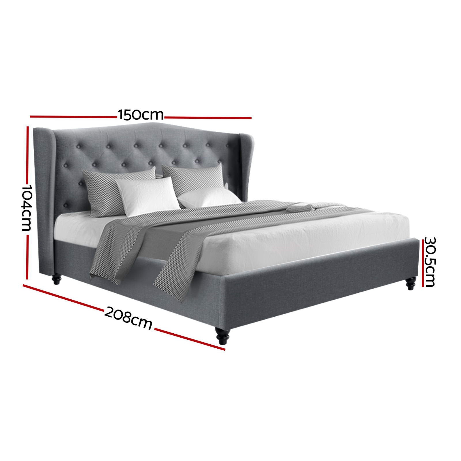 Sutton Tufted Bed Head – Grey – Double
