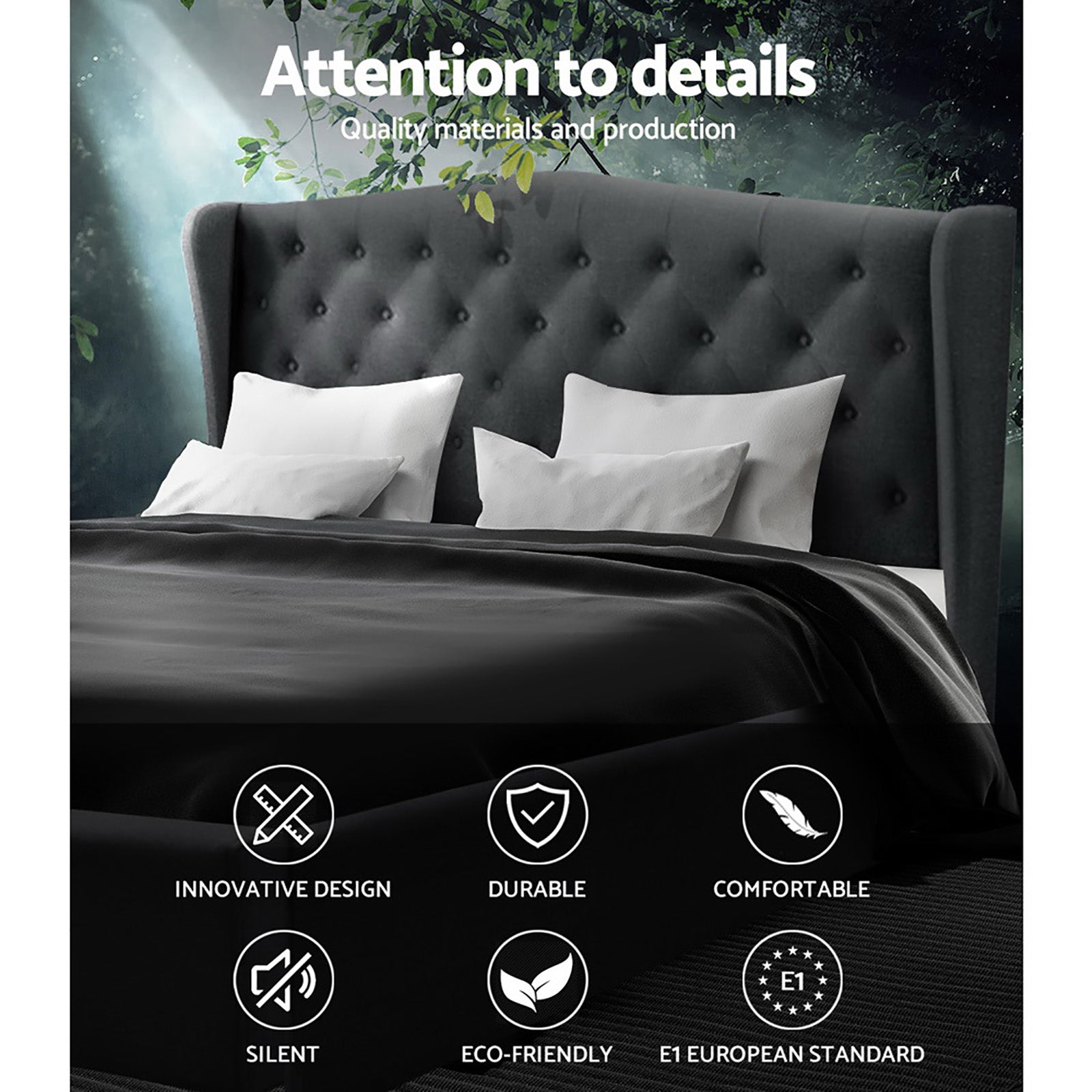 Pierre French Provincial Bed Frame – Charcoal – King