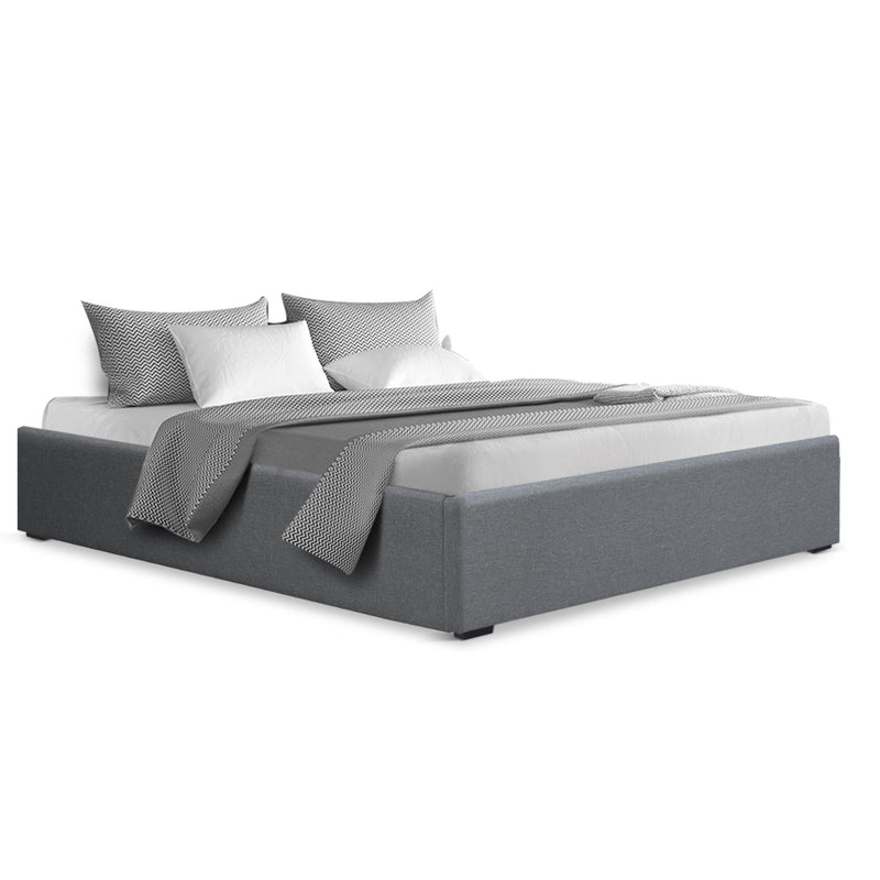 DOUBLE Size - Gas Lift Linen Bed Frame - Grey