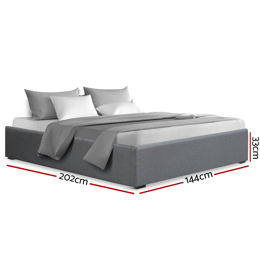 Sorren Gas Lift Linen Bed Frame – Grey – Double