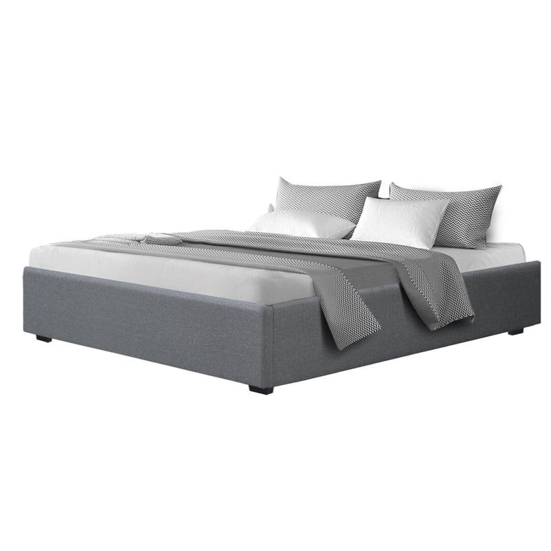 KING Size - Gas Lift Linen Bed Frame - Grey