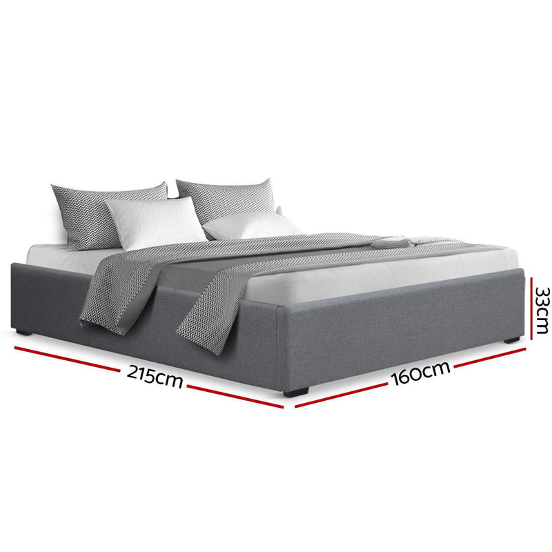 QUEEN Size - Gas Lift Fabric Bed Frame - Grey