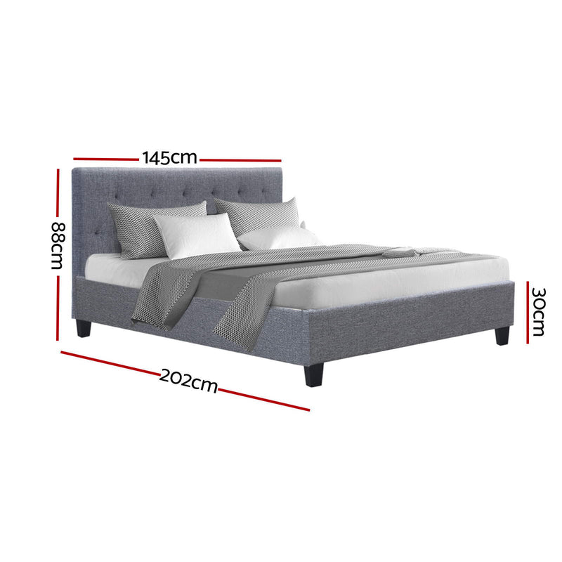 DOUBLE Size - Linen Bed Frame - Grey