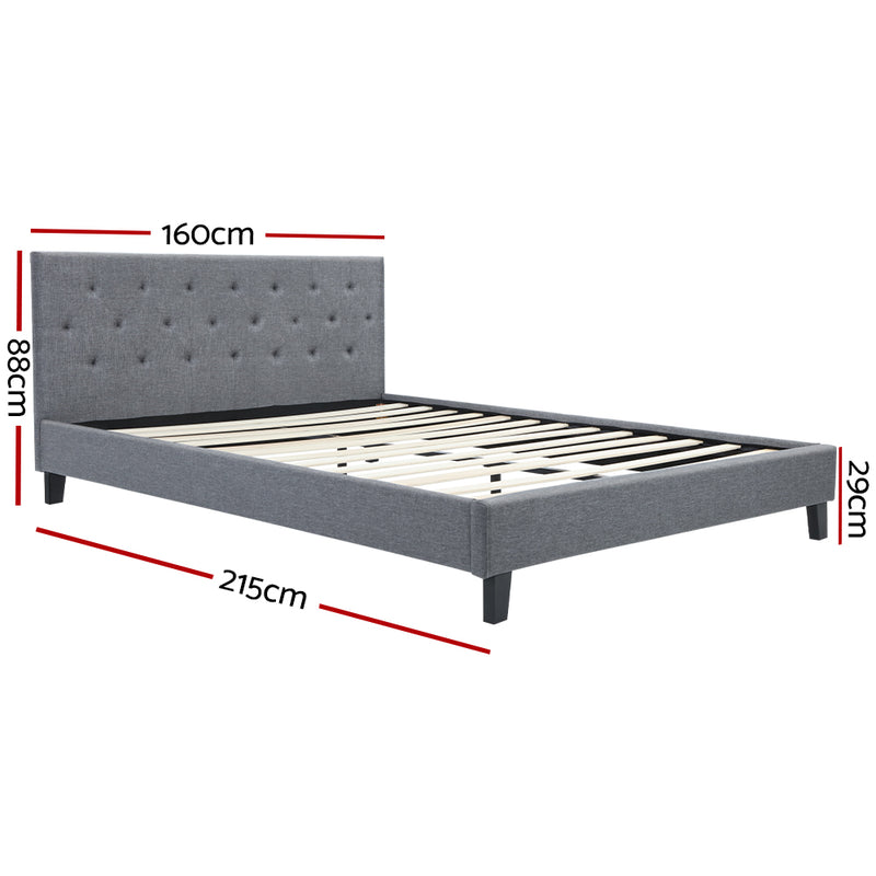 Queen Size - Linen Bed Frame - Grey