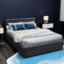 DOUBLE Size - Gas Lift Linen Bed Frame - Charcoal