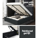 DOUBLE Size - Gas Lift Linen Bed Frame - Charcoal