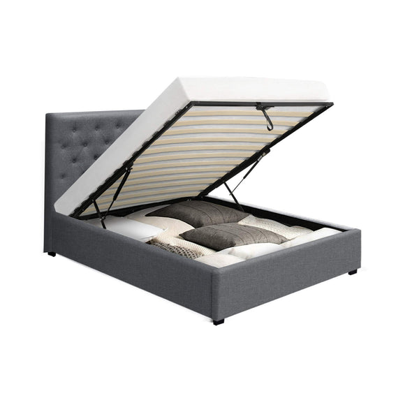 Artiss Bed Frame King Single Size Gas Lift Grey VILA