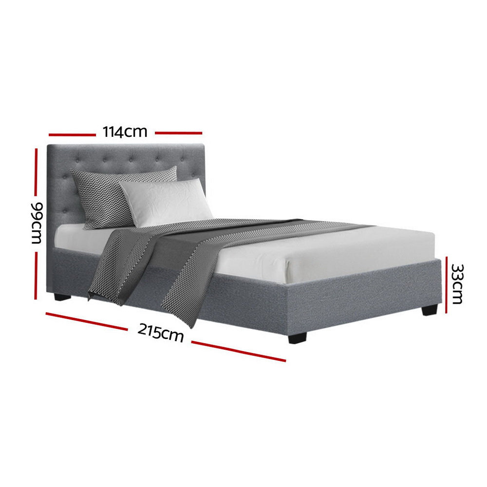 Nara Gas Lift Bed Frame – Grey – King Single