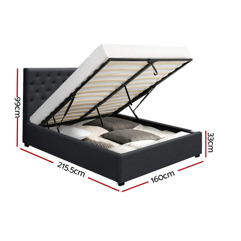 QUEEN Size - Gas Lift Bed Frame - Charcoal