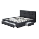 KING Size - Bed Frame with 4 Drawers - Charcoal