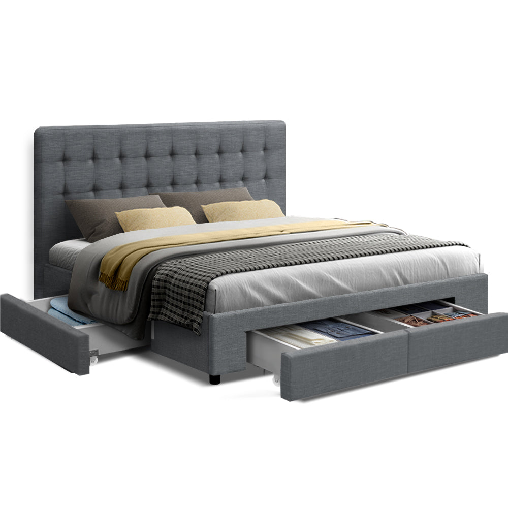 Halston Linen Storage Bed Frame – Grey – King