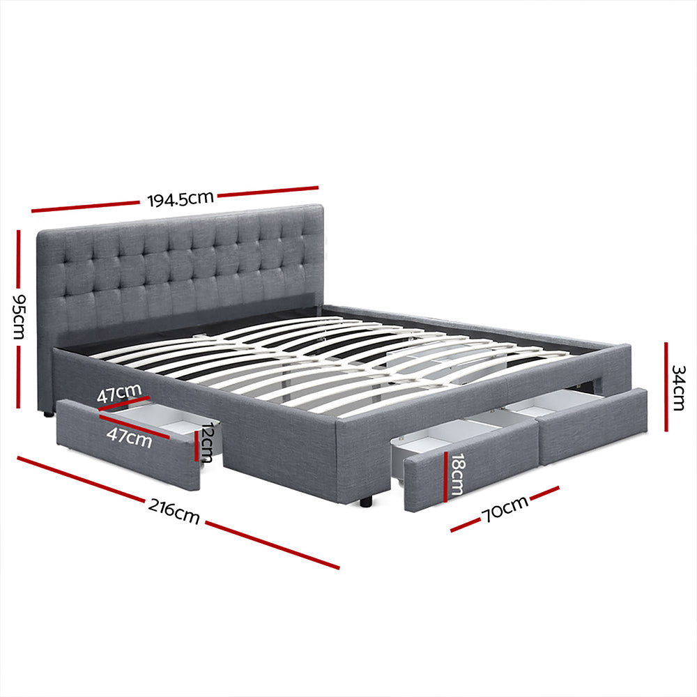 Halston Linen Storage Bed Frame – Grey – King