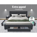 QUEEN Size - Bed Frame with 4 Drawers - Charcoal