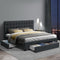 QUEEN Size - Bed Frame with 4 Drawers - Charcoal
