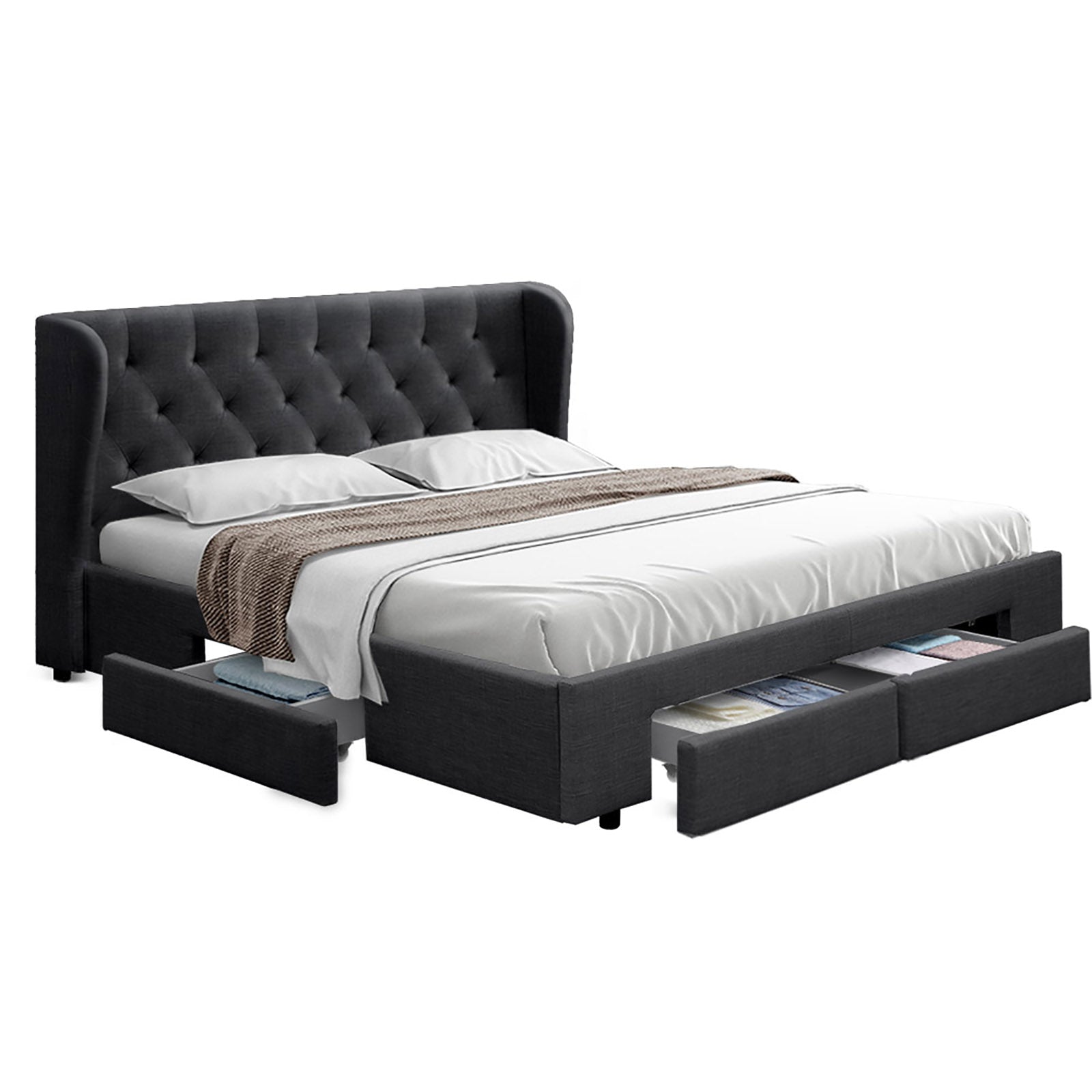 Marston Linen Storage Bed Frame – Charcoal – Queen