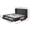 QUEEN Size - Linen Bed Frame with 4 Drawers - Charcoal