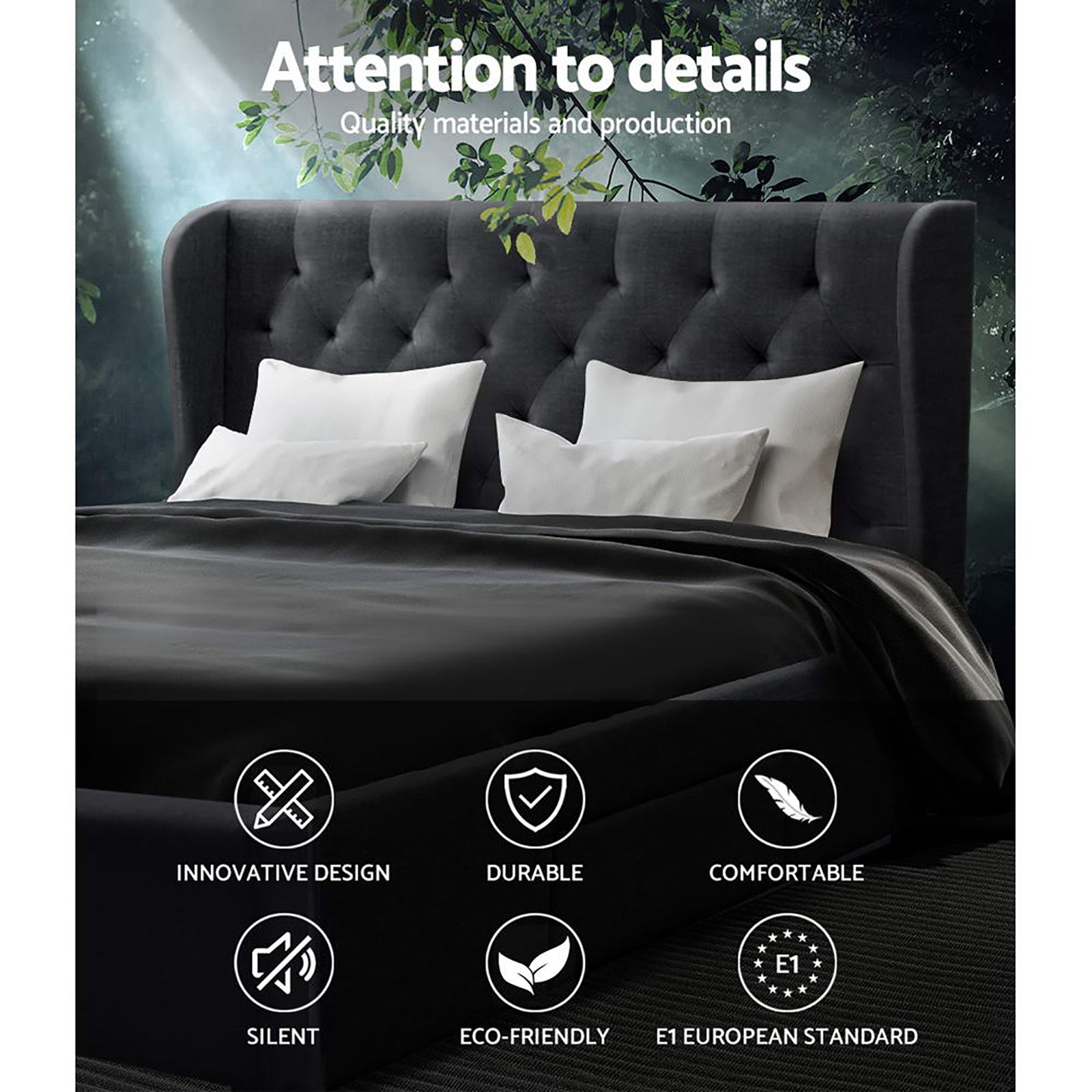 Marston Linen Storage Bed Frame – Charcoal – Queen