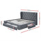 QUEEN Size - Linen Bed Frame with 4 Drawers - Grey