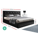 QUEEN Size - Leather Gas Lift Bed - Black