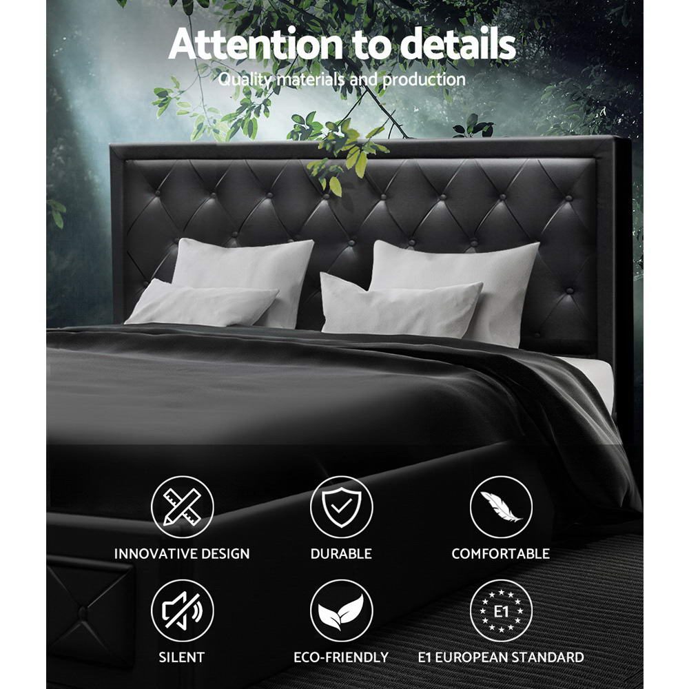Ardmore Gas Lift Leather Bed Frame – Black – King